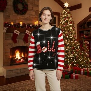 Ugly Christmas Sweater Party Rhinestone Blizzard Design Sz XL Jolly Candy Canes